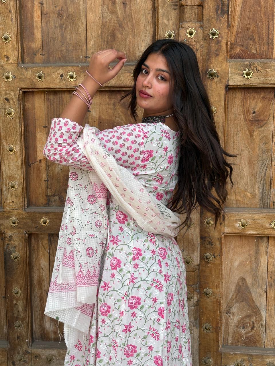 Gulbahar Blush Floral Anarkali Set
