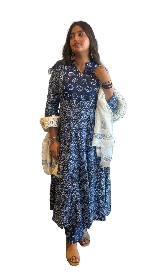 Indigo Paisley Grace Anarkali Set