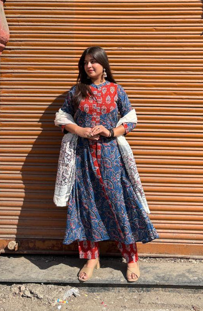 Rangrez Indigo Panel Anarkali Set