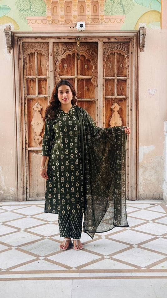 Cotton kurti set with Dupatta