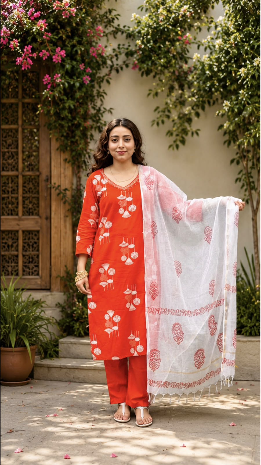 Cotton kurta set with kota Dupatta