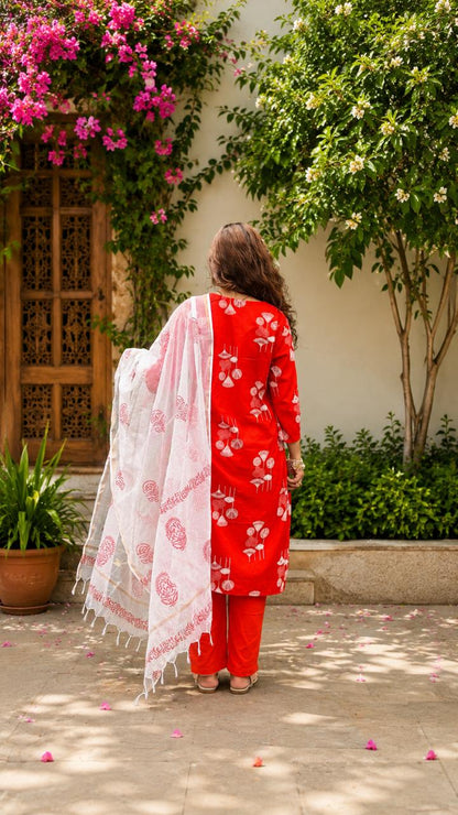 Cotton kurta set with kota Dupatta