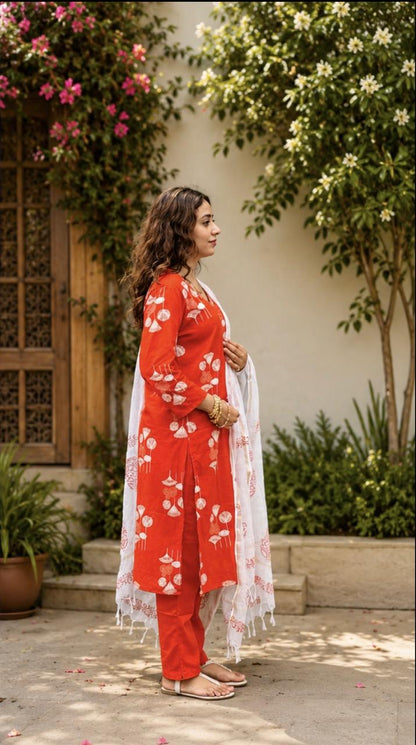 Cotton kurta set with kota Dupatta