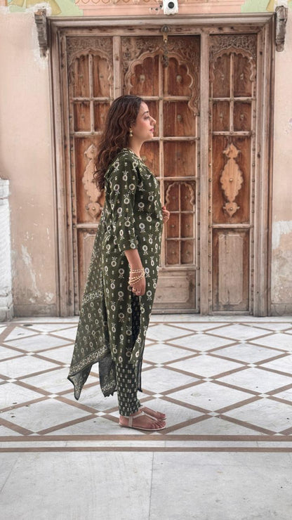 Cotton kurti set with Dupatta