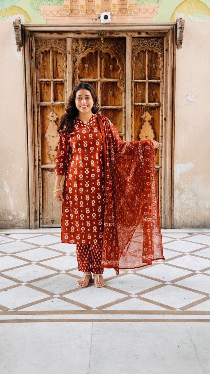 Cotton kurti set with Dupatta