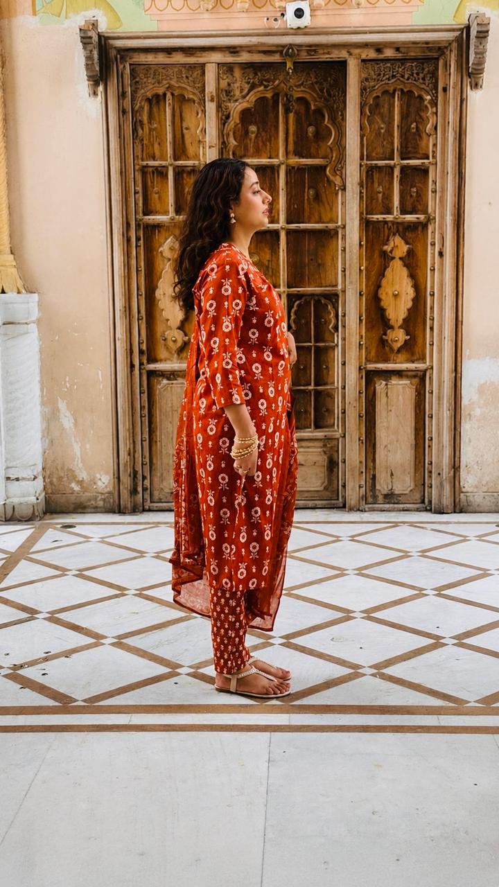 Cotton kurti set with Dupatta