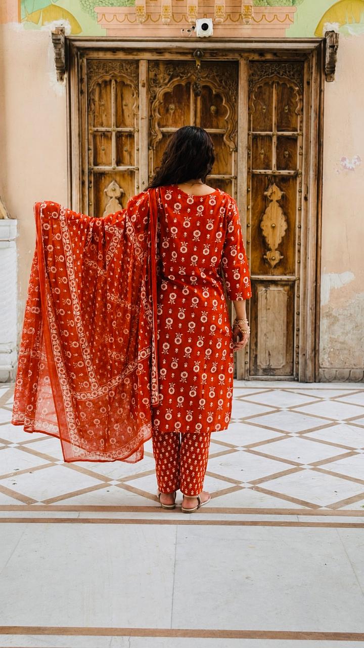 Cotton kurti set with Dupatta