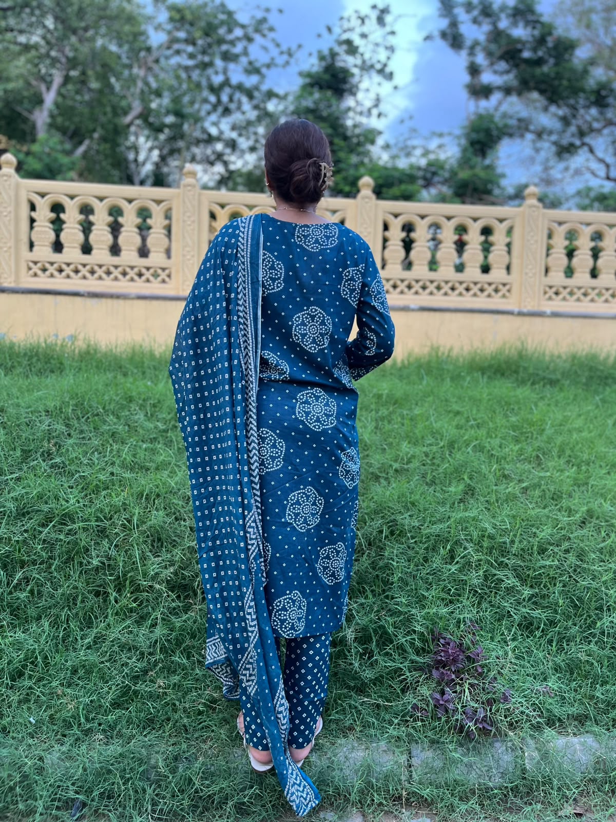 Handblock Cotton Kurta set with Dupatta